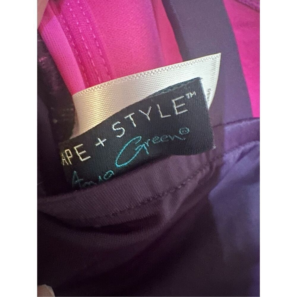 🌸 Aqua Green Pink and Purple Ruched One Piece Swimsuit Size 6 New - Picture 5 of 7